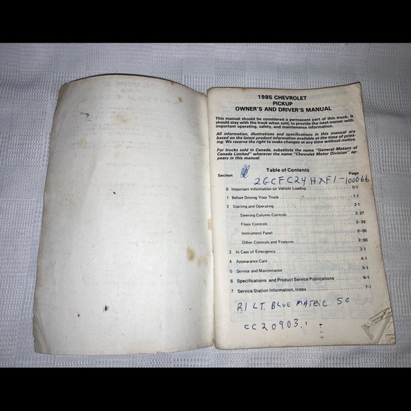 1985 Chevy Pickup Owners Manual - Picture 2 of 8